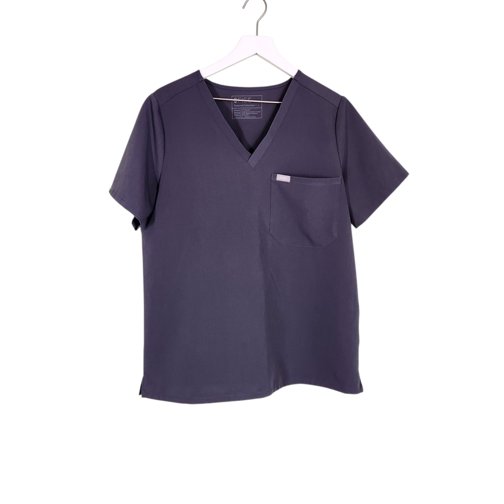 Figs Grey V-Neck Scrub Top Technical Collection Sz L